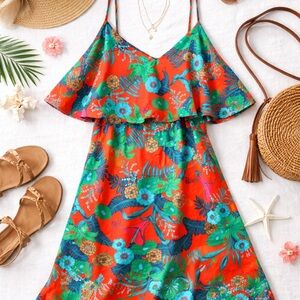 Bar III Tropical Floral Dress XL Bright Summer Vacation